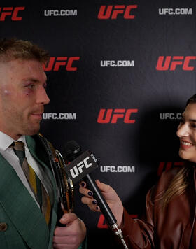 UFC Middleweight Champion Dricus Du Plessis Reacts With UFC.com After His Main Event Split Decision Victory Over Sean Strickland At UFC 297.