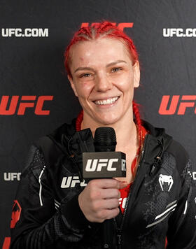 UFC Women's Strawweight Gillian Robertson Reacts With UFC.com After Her TKO Victory Over Polyana Viana At UFC 297 On January 20, 2024 