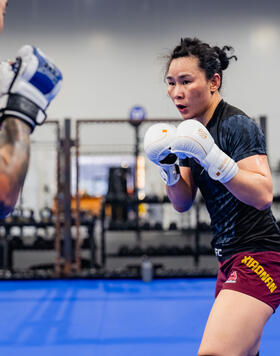 Yan Xiaonan trains at Team Alpha Male in Sacramento, California, on February 5, 2024. (Photo by Zac Pacleb/Zuffa LLC)