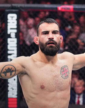 Benoit Saint Denis of France reacts after defeating Matt Frevola by TKO in a lightweight fight during the UFC 295 event at Madison Square Garden on November 11, 2023 in New York City. (Photo by Chris Unger/Zuffa LLC)