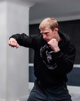 Arnold Allen trains in Kansas City, Missouri, on April 12, 2023. (Photo by Zac Pacleb/Zuffa LLC)