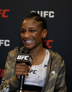 Women's Strawweight Angela Hill Speaks With UFC.com After Her Round 2 Submission Victory Over Luana Pinheiro At UFC Fight Night: Barboza vs Murphy On May 18, 2024.