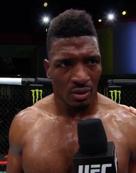 Alonzo Menifield talks with Paul Felder after a first-round win over Askar Mozharov at UFC Fight Night: Volkov vs Rozenstruik