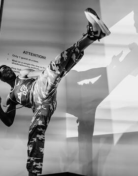 Jared Cannonier visits the Muhammad Ali Center in Louisville, Kentucky, on June 6, 2024. (Photo by Zac Pacleb/Zuffa LLC)