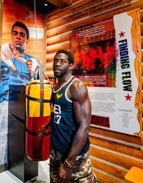 Jared Cannonier visits the Muhammad Ali Center in Louisville, Kentucky, on June 6, 2024. (Photo by Zac Pacleb/Zuffa LLC)