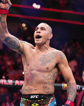 Alex Pereira of Brazil reacts to his win in the UFC light heavyweight championship fight during the UFC 300 event at T-Mobile Arena on April 13, 2024 in Las Vegas, Nevada. (Photo by Chris Unger/Zuffa LLC)