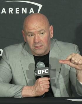 UFC CEO Dana White speaks to the media following UFC 303: Pereira vs Procházka in Las Vegas, Nevada.