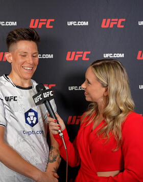 Bantamweight Macy Chiasson Reacts With UFC.com Following Her TKO Victory Over Mayra Bueno Silva At UFC 303: Pereira vs Procházka, Live in Las Vegas on June 29, 2024