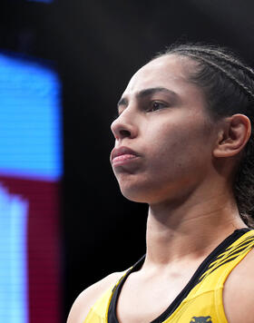 Ariane Lipski of Brazil prepares to fight JJ Aldrich in a flyweight fight during the UFC Fight Night event at The Theater at Virgin Hotels Las Vegas on March 11, 2023 in Las Vegas, Nevada. (Photo by Chris Unger/Zuffa LLC)