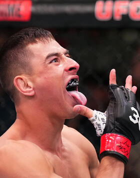 Manuel Torres of Mexico reacts after his knockout victory over Nikolas Motta of Brazil in a lightweight fight during the UFC Fight Night event at UFC APEX on June 17, 2023 in Las Vegas, Nevada. (Photo by Chris Unger/Zuffa LLC)