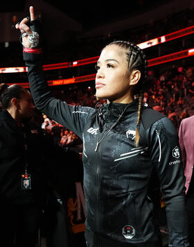 Tracy Cortez prepares to face Jasmine Jasudavicius of Canada in a flyweight fight during the Noche UFC event at T-Mobile Arena on September 16, 2023 in Las Vegas, Nevada. (Photo by Chris Unger/Zuffa LLC)