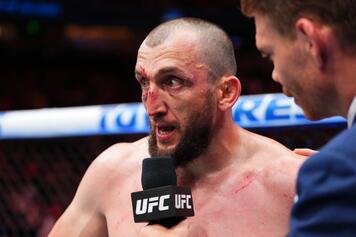 Welterweight Muslim Salikhov Reacts With Paul Felder After His Split Decision Victory Over Santiago Ponzinibbio At UFC Denver on July 13, 2024