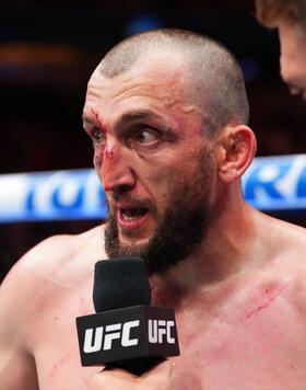 Welterweight Muslim Salikhov Reacts With Paul Felder After His Split Decision Victory Over Santiago Ponzinibbio At UFC Denver on July 13, 2024