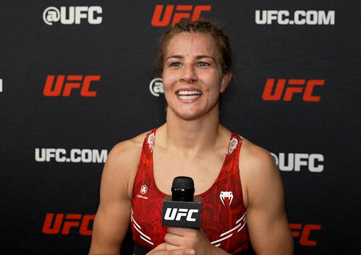 Flyweight Jasmine Jasudavicius Reacts With UFC.com After Her Unanimous Decision Victory Over Fatima Kline At UFC Denver on July 13, 2024