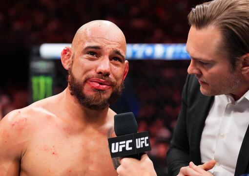 Jean Silva of Brazil is interviewed after his TKO victory over Drew Dober in a lightweight fight during the UFC Fight Night event at Ball Arena on July 13, 2024 in Denver, Colorado. (Photo by Josh Hedges/Zuffa LLC)