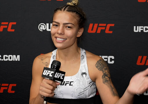 Flyweight Luana Santos Reacts With UFC.com After Her Submission Victory Over Mariya Agapova At UFC Denver on July 13, 2024