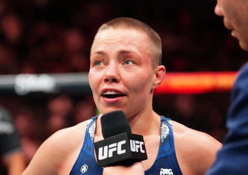 Flyweight Rose Namajunas Reacts With Paul Felder After Her Unanimous Decision Victory Over Tracy Cortez At UFC Denver on July 13, 2024