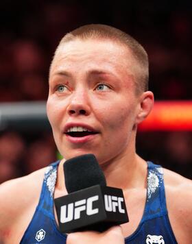 Flyweight Rose Namajunas Reacts With Paul Felder After Her Unanimous Decision Victory Over Tracy Cortez At UFC Denver on July 13, 2024