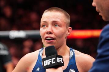 Flyweight Rose Namajunas Reacts With Paul Felder After Her Unanimous Decision Victory Over Tracy Cortez At UFC Denver on July 13, 2024