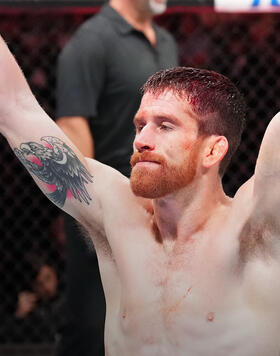 Cory Sandhagen reacts after his bantamweight fight against Marlon Vera of Ecuador during the UFC Fight Night event at AT&T Center on March 25, 2023 in San Antonio, Texas. (Photo by Josh Hedges/Zuffa LLC)