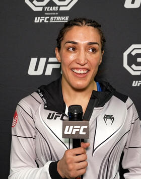 Strawweight Tatiana Suarez Reacts With UFC.com After Her Submission Victory Over Jessica Andrade At UFC Fight Night: Sandhagen vs Font On August 5, 2023