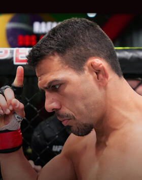 Rafael Dos Anjos of Brazil prepares to fight Rafael Fiziev of Kazakstan in their lightweight fight during the UFC Fight Night event at UFC APEX on July 09, 2022 in Las Vegas, Nevada. (Photo by Chris Unger/Zuffa LLC)