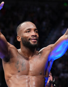  Leon Edwards of Jamaica celebrates after knocking out Kamaru Usman of Nigeria in the UFC welterweight championship fight during the UFC 278 event at Vivint Arena on August 20, 2022 in Salt Lake City, Utah. (Photo by Josh Hedges/Zuffa LLC)