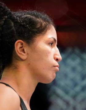 Pannie Kianzad of Iran prepares to fight Sijara Eubanks in a bantamweight fight during the UFC Fight Night event at UFC APEX on December 19, 2020 in Las Vegas, Nevada. (Photo by Cooper Neill/Zuffa LLC)