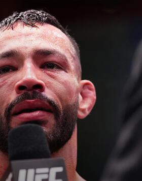 Dan Ige reacts after his knockout victory over Damon Jackson in a featherweight fight during the UFC Fight Night event at UFC APEX on January 14, 2023 in Las Vegas, Nevada. (Photo by Chris Unger/Zuffa LLC)