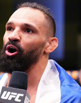 Michel Pereira talks with Michael Bisping after his victory at UFC Fight Night: Yusuff vs Barboza. 