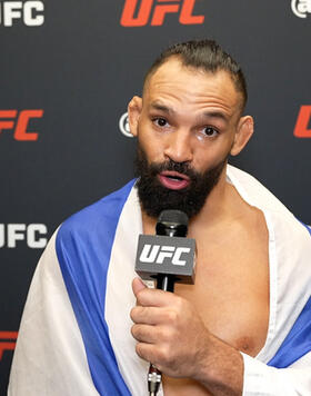 Middleweight Michel Pereira Reacts With UFC.com After His Round 1 TKO Victory Over Andre Petroski At UFC Fight Night: Yusuff vs Barboza On October 14, 2023. 