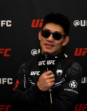 Bantamweight Song Yadong Reacts With UFC.com After His Unanimous Decision Main Event Victory Over Chris Gutierrez At UFC Fight Night: Song vs Gutierrez on December 9th 2023.