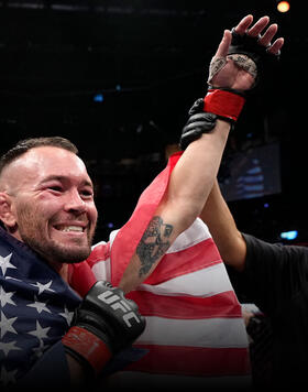 Colby Covington reacts after his unanimous-decision victory over Jorge Masvidal in their welterweight fight during the UFC 272 event on March 05, 2022 in Las Vegas, Nevada. (Photo by Jeff Bottari/Zuffa LLC)