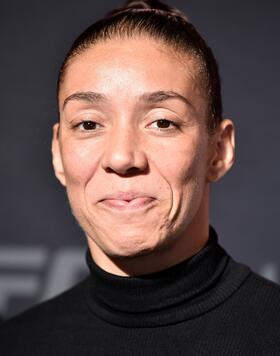 Germaine de Randamie of Netherlands speaks to the media during the UFC 245 Ultimate Media Day at the Red Rock Casino Resort on December 12, 2019 in Las Vegas, Nevada. (Photo by Chris Unger/Zuffa LLC)