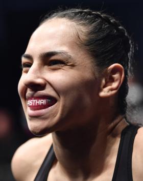 Ariane Lipski of Brazil prepares to fight Luana Carolina of Brazil in their flyweight bout during the UFC Fight Night event inside Flash Forum on UFC Fight Island on July 19, 2020 in Yas Island, Abu Dhabi, United Arab Emirates. (Photo by Jeff Bottari/Zuffa LLC via Getty Images)