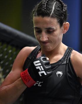 Marina Rodriguez of Brazil prepares to fight Michelle Waterson in a flyweight fight during the UFC Fight Night event at UFC APEX on May 08, 2021 in Las Vegas, Nevada. (Photo by Chris Unger/Zuffa LLC)