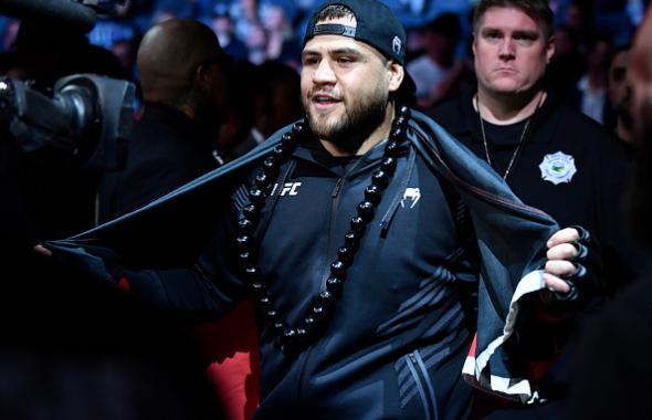 Tai Tuivasa of Australia prepares to fight Greg Hardy in their heavyweight fight during the UFC 264 event at T-Mobile Arena on July 10, 2021 in Las Vegas, Nevada. (Photo by Chris Unger/Zuffa LLC)