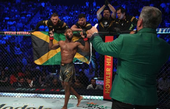 Aljamain Sterling prepares to fight Petr Yan in their UFC bantamweight championship fight during the UFC 273 event at VyStar Veterans Memorial Arena on April 09, 2022 in Jacksonville, Florida. (Photo by Jeff Bottari/Zuffa LLC)