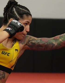 Pannie Kianzad of Iran warms up prior to her fight during the UFC Fight Night event at UFC APEX on April 16, 2022 in Las Vegas, Nevada. (Photo by Mike Roach/Zuffa LLC)