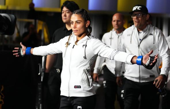 Tabatha Ricci of Brazil prepares to fight Polyana Viana in a strawweight bout during the UFC Fight Night event at UFC APEX on May 21, 2022 in Las Vegas, Nevada. (Photo by Chris Unger/Zuffa LLC)