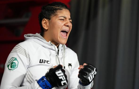 Ketlen Vieira of Brazil prepares to fight Holly Holm in a bantamweight bout during the UFC Fight Night event at UFC APEX on May 21, 2022 in Las Vegas, Nevada. (Photo by Chris Unger/Zuffa LLC)