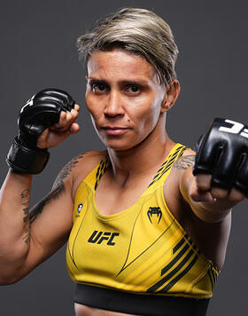 Amanda Lemos of Brazil poses for a portrait after her victory during the UFC Fight Night event at UBS Arena on July 16, 2022 in Elmont, New York. (Photo by Mike Roach/Zuffa LLC)