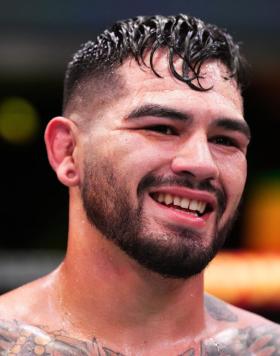 Anthony Hernandez reacts after defeating Marc-Andre Barriault of Canada in a middleweight fight during the UFC Fight Night event at UFC APEX on September 17, 2022 in Las Vegas, Nevada. (Photo by Chris Unger/Zuffa LLC)