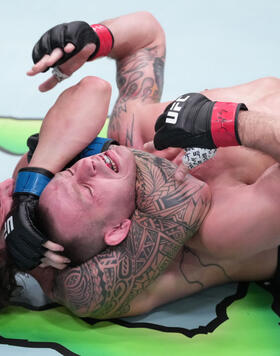 Brendan Allen secures a rear choke submission against Krzysztof Jotko of Poland in a middleweight fight during the UFC Fight Night event at UFC APEX on October 01, 2022 in Las Vegas, Nevada. (Photo by Jeff Bottari/Zuffa LLC)