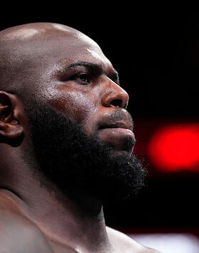 Jairzinho Rozenstruik of Suriname stands in his corner before his heavyweight fight against Jailton Almeida of Brazil during the UFC Fight Night event at Spectrum Center on May 13, 2023 in Charlotte, North Carolina. (Photo by Jeff Bottari/Zuffa LLC)