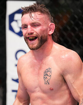 Tim Elliott reacts during a flyweight bout against Victor Altamirano of Mexico during the UFC Fight Night event at UFC APEX on June 03, 2023 in Las Vegas, Nevada. (Photo by Chris Unger/Zuffa LLC)