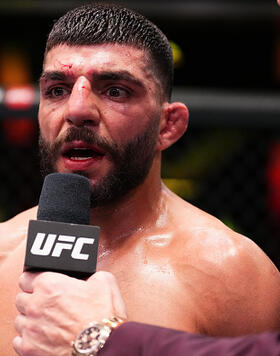 Amir Albazi of Iraq reacts after his victory against Kai Kara-France of New Zealand in a flyweight bout during the UFC Fight Night event at UFC APEX on June 03, 2023 in Las Vegas, Nevada. (Photo by Chris Unger/Zuffa LLC)