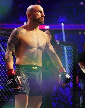 Alexander Volkanovski of Australia enters the Octagon in the UFC featherweight championship fight during the UFC 290 event at T-Mobile Arena on July 08, 2023 in Las Vegas, Nevada. (Photo by Chris Unger/Zuffa LLC via Getty Images)