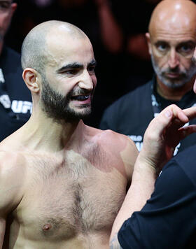 Giga Chikadze of Georgia prepares to face Alex Caceres in a featherweight bout during the UFC Fight Night event at Singapore Indoor Stadium on August 26, 2023 in Singapore. (Photo by Suhaimi Abdullah/Zuffa LLC)