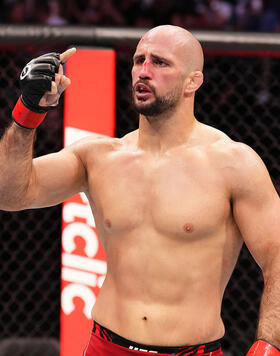 Volkan Oezdemir of Switzerland reacts after submitting Bogdan Guskov of Uzbekistan in a light heavyweight fight during the UFC Fight Night event at The Accor Arena on September 02, 2023 in Paris, France. (Photo by Josh Hedges/Zuffa LLC)